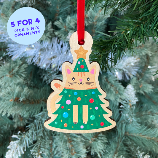 Christmas Tree Kitty Ornament