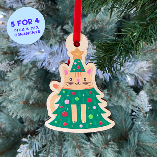 Christmas Tree Kitty Ornament