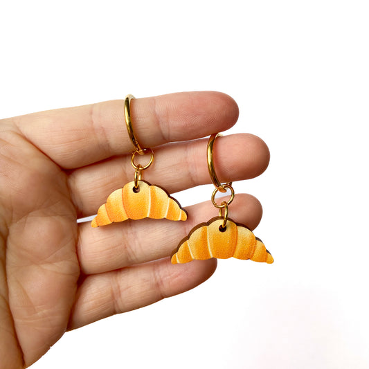 Croissant Charm Hoops